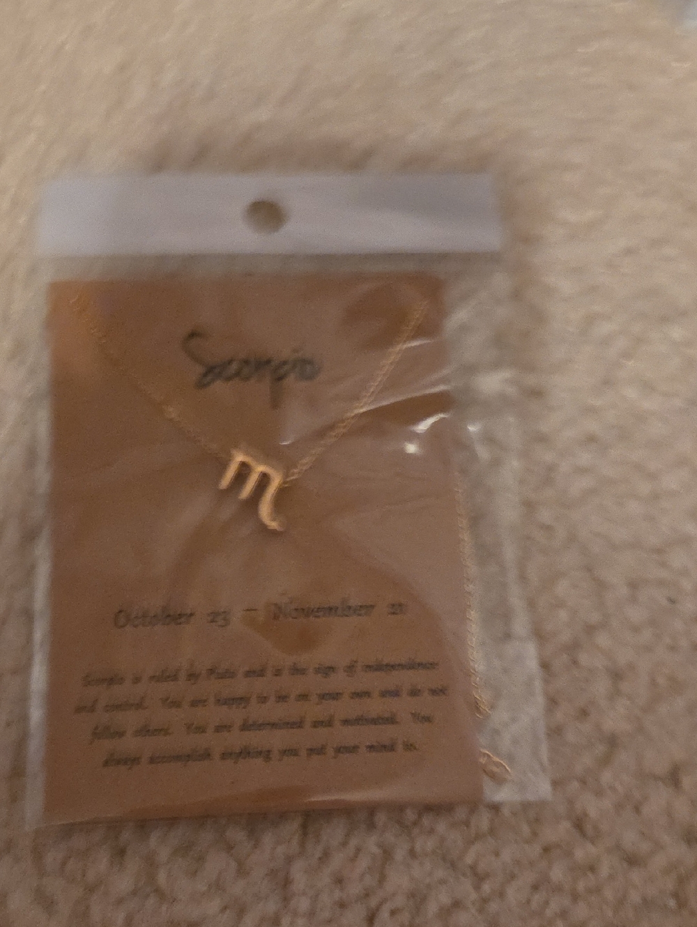 Scorpio Zodiac Necklace in Gold Tone